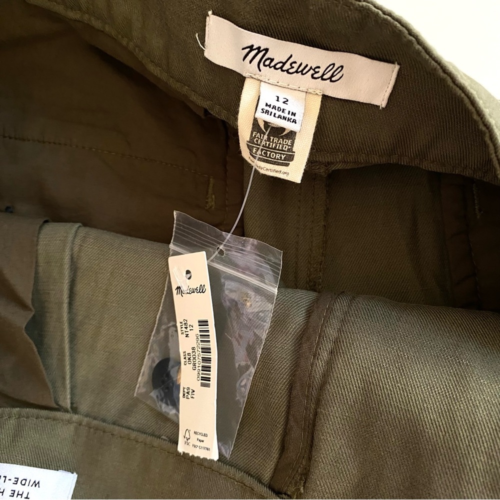 NWT 🫒 Madewell Harlow Wide-Leg Pants, Full Length, Linen Blend, Olive Green, 12 - Picture 10 of 16